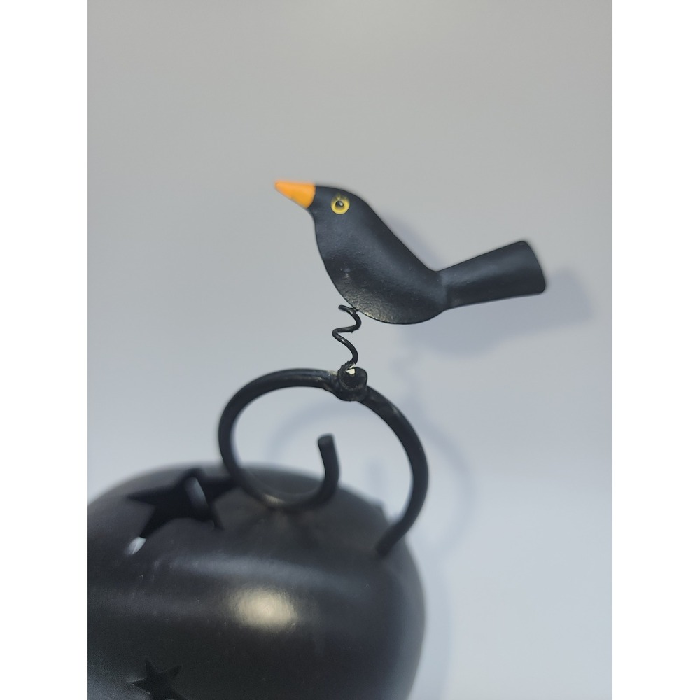 Vintage Style Metal Black Cat Tea Light Candle Holder Crow Folk Art Halloween - Picture 2 of 8
